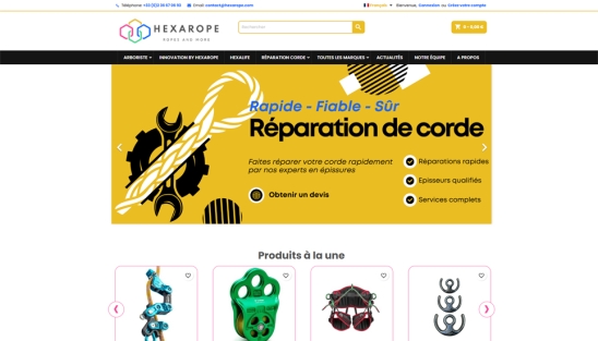 Site E-commerce Prestashop pour une boutique en ligne dédiée à l’univers de la verticalité