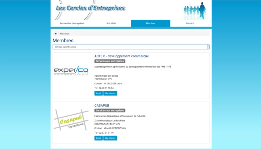 Refonte site internet "Les Cercles d'Entreprises"