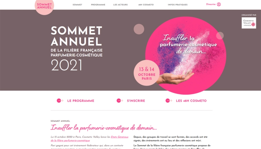 Création du site internet du Sommet Annuel de la filière française parfumerie-Cosmétique